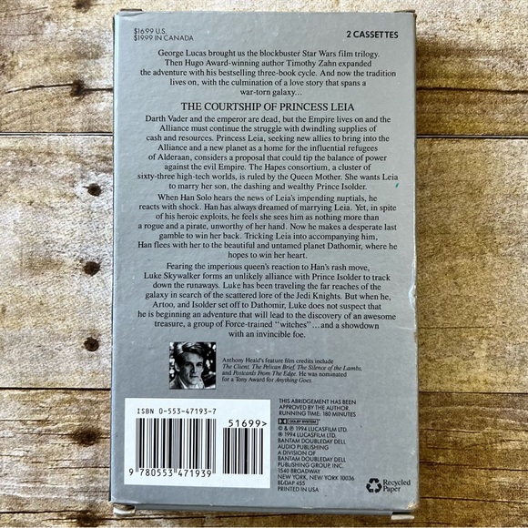 Star Wars: The Courtship of Princess Leia - Audio Cassette - Picture 3 of 4